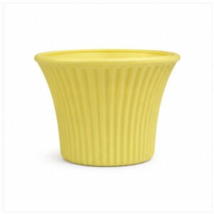 Yellow Ribbed Plastic Flower Pot