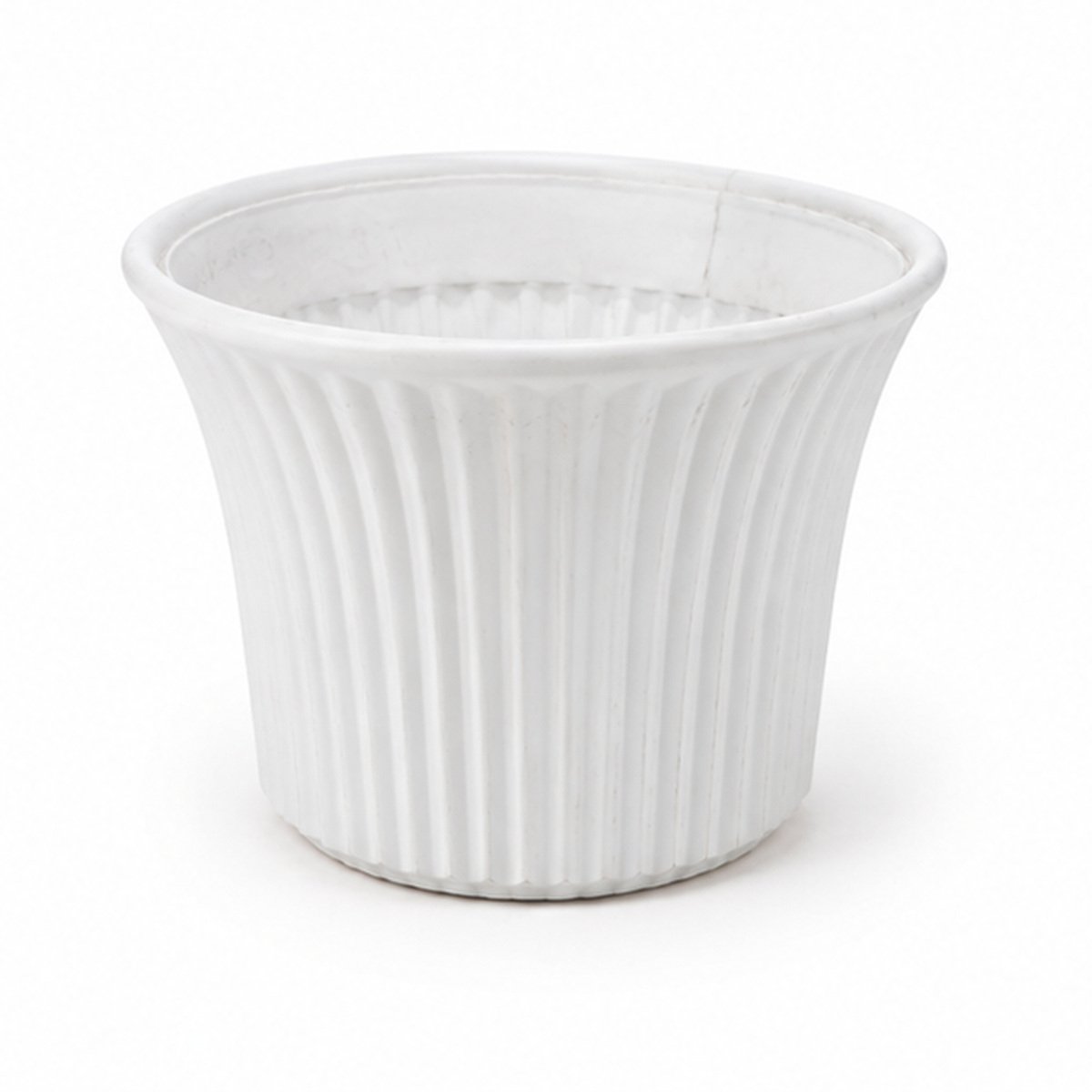 White Ribbed Plastic Flower Pot - Image 3
