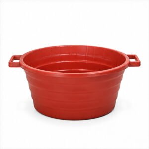 Red Collapsible Plastic Wash Basin with Handles