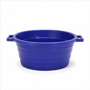 Blue Collapsible Plastic Wash Basin with Handle