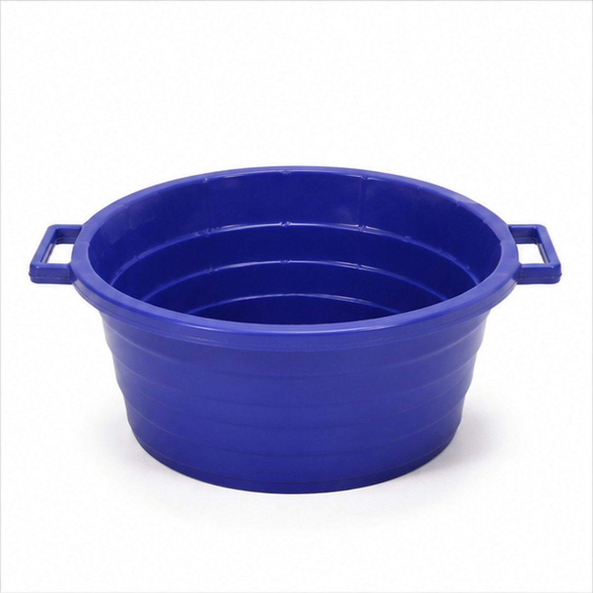 Blue Collapsible Plastic Wash Basin with Handle - Image 2