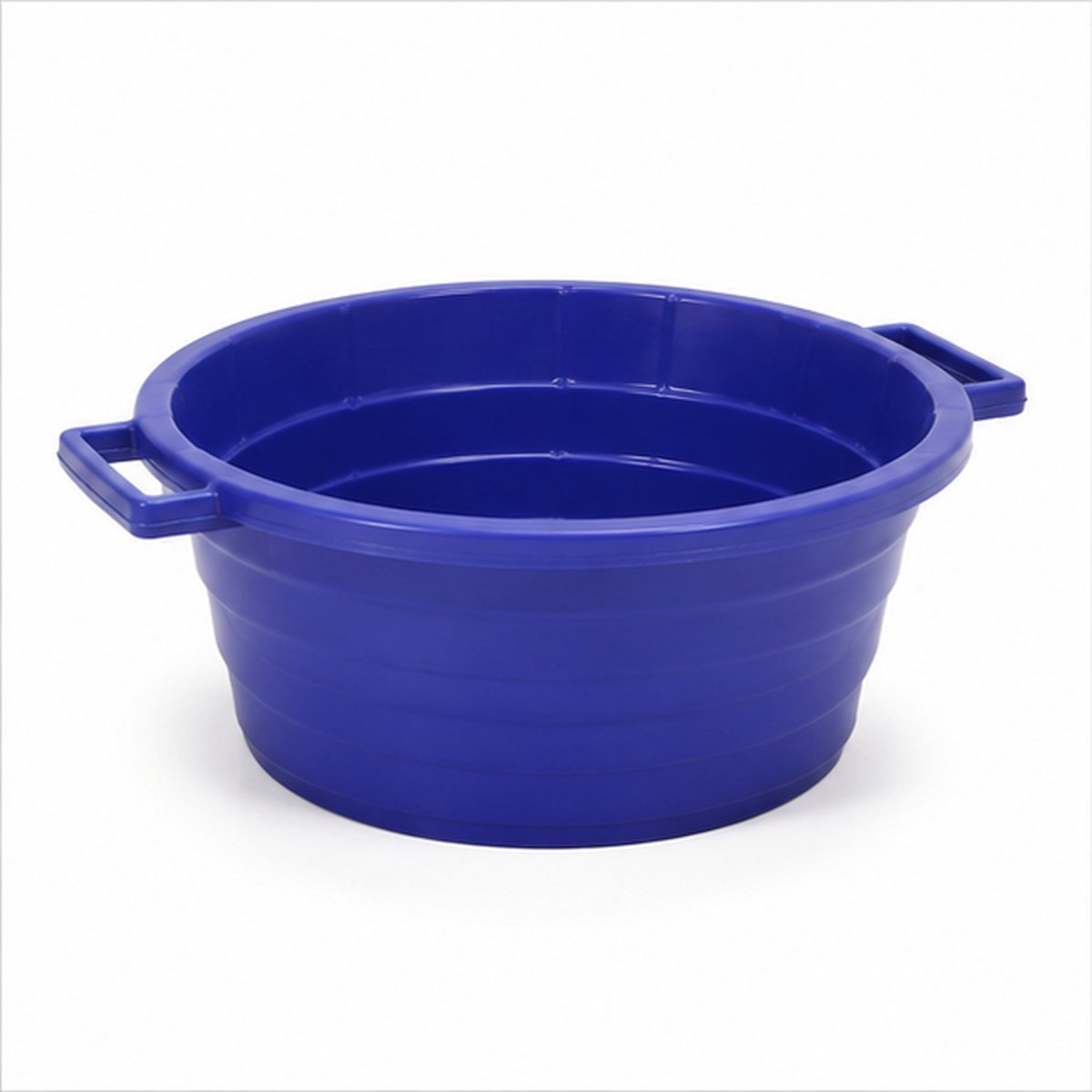 Blue Collapsible Plastic Wash Basin with Handle - Image 3