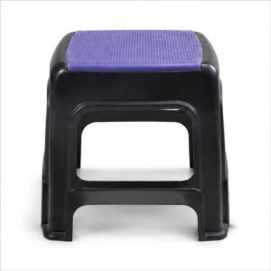Black Plastic Step Stool with Purple Top