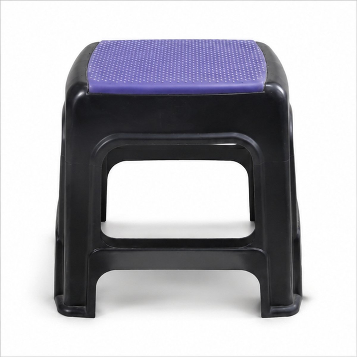 Black Plastic Step Stool with Purple Top