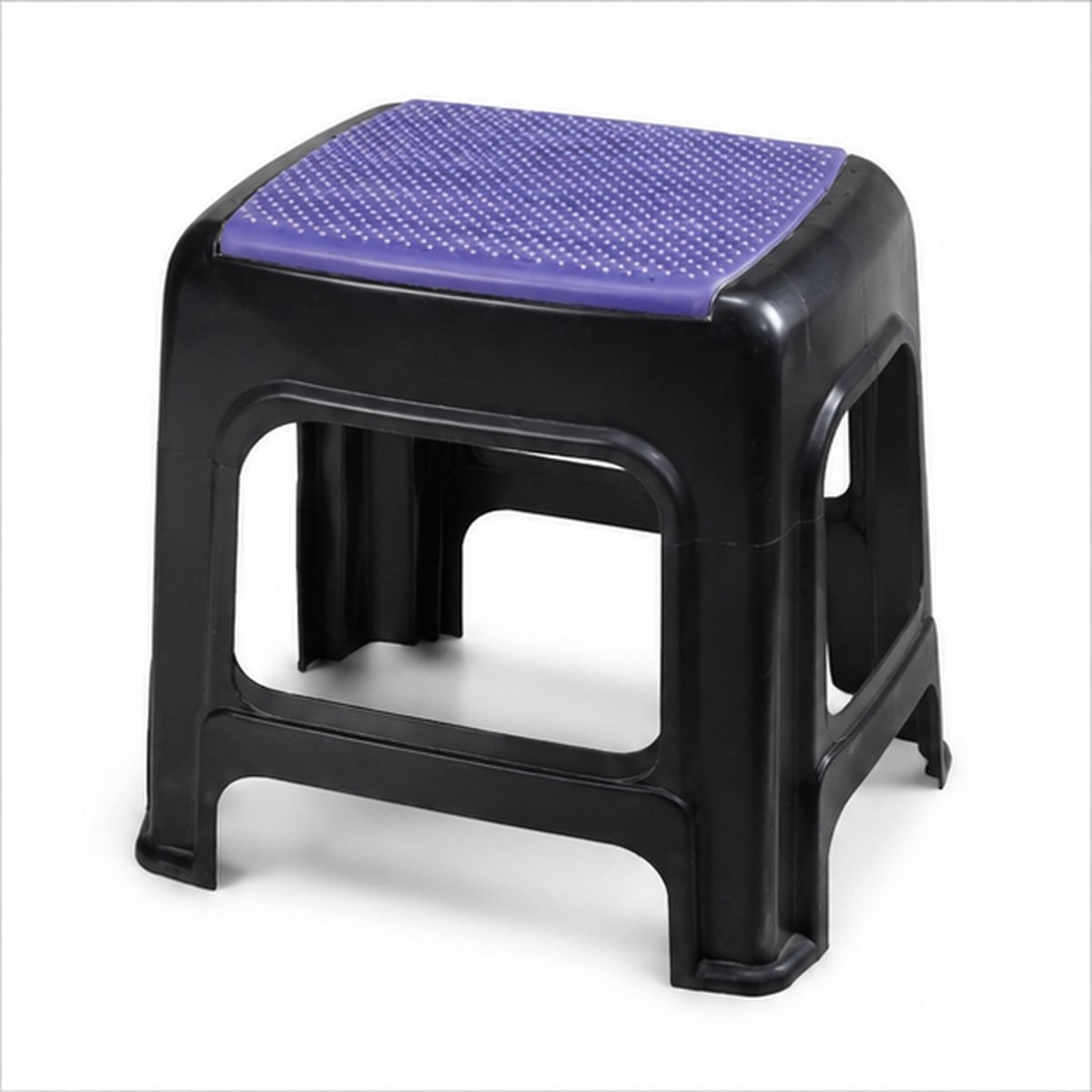 Black Plastic Step Stool with Purple Top - Image 2