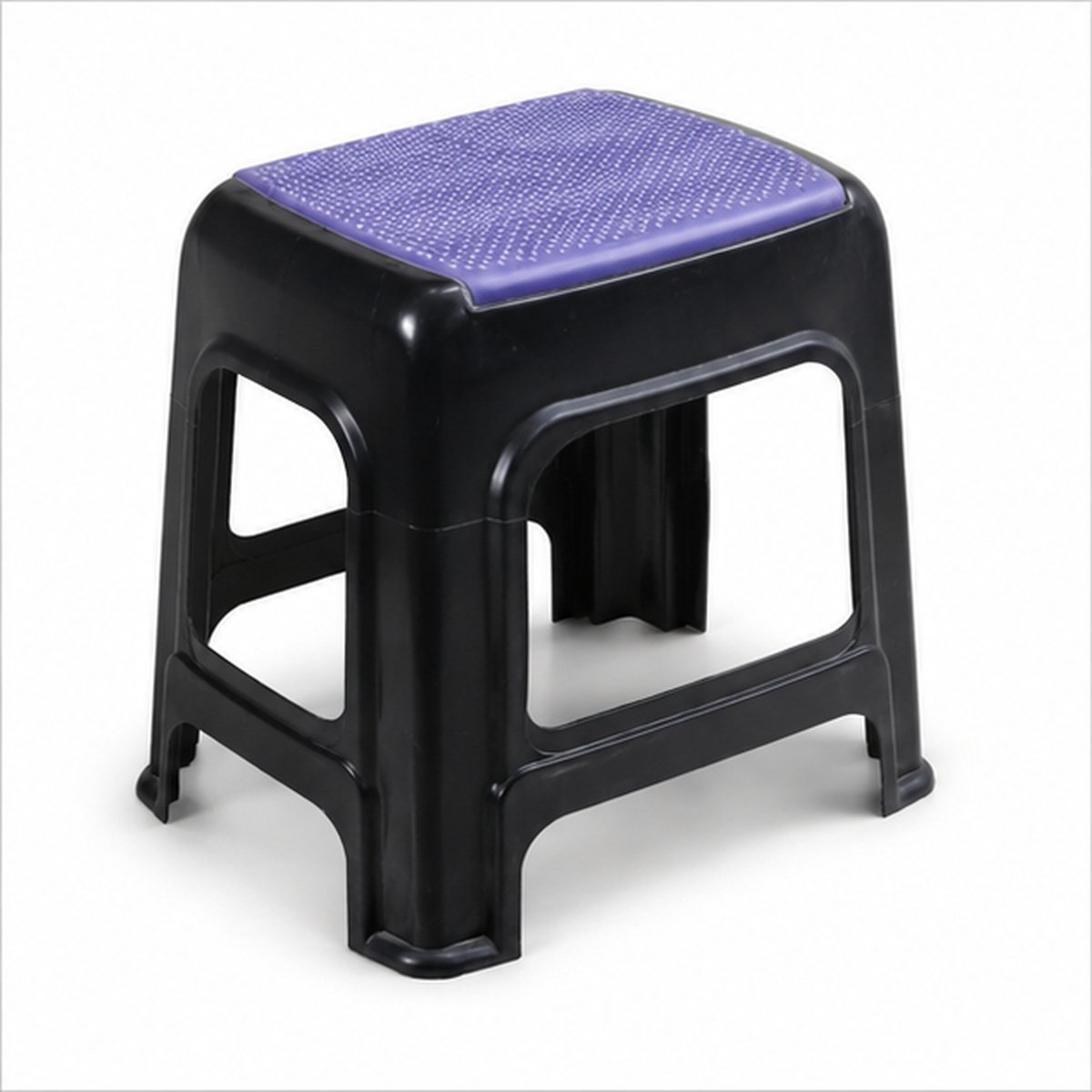 Black Plastic Step Stool with Purple Top - Image 3