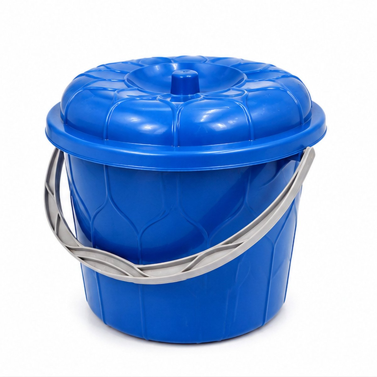Blue Plastic Bucket with Lid and Metal Handle - Image 2