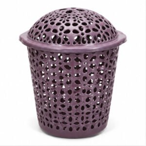Brown Lidded Perforated Plastic Laundry Basket