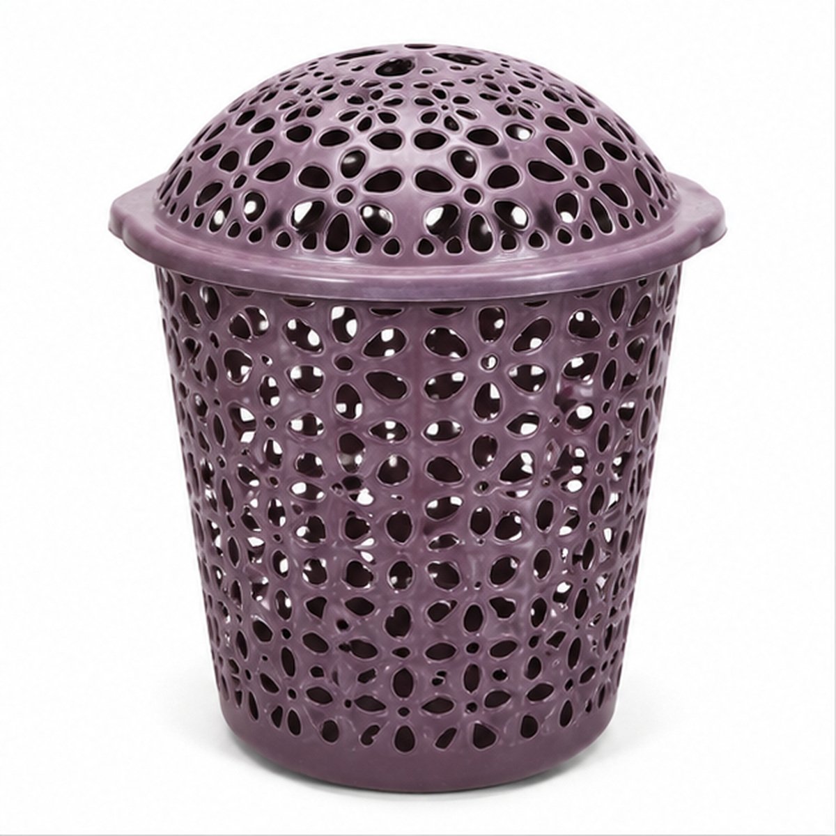 Brown Lidded Perforated Plastic Laundry Basket
