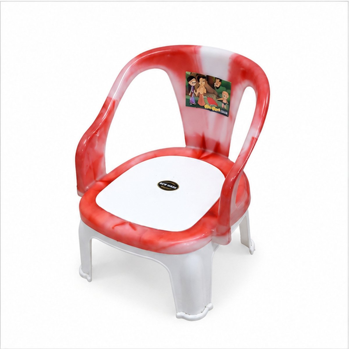 Red Plastic Kids Armchair with Printed Back - Image 2