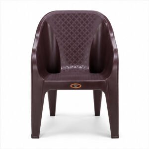 Brown Woven Pattern Plastic Armchair