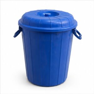 Blue Plastic Dustbin with Lid and Side Handles 60 litter