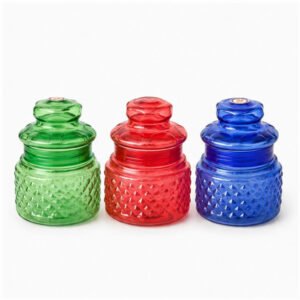 Coloured Glass Storage Jar Set of 3