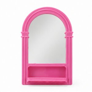 Arched Wall Mirror with Shelf - Pink