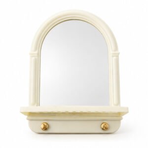 Arched Wall Mirror with Shelf and Hooks - Cream