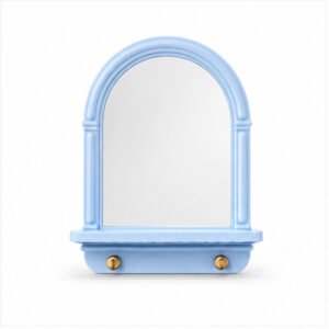 Arched Wall Mirror with Shelf and Hooks - Blue