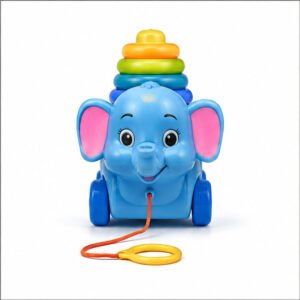 Blue Elephant Stacking Ring Pull Toy