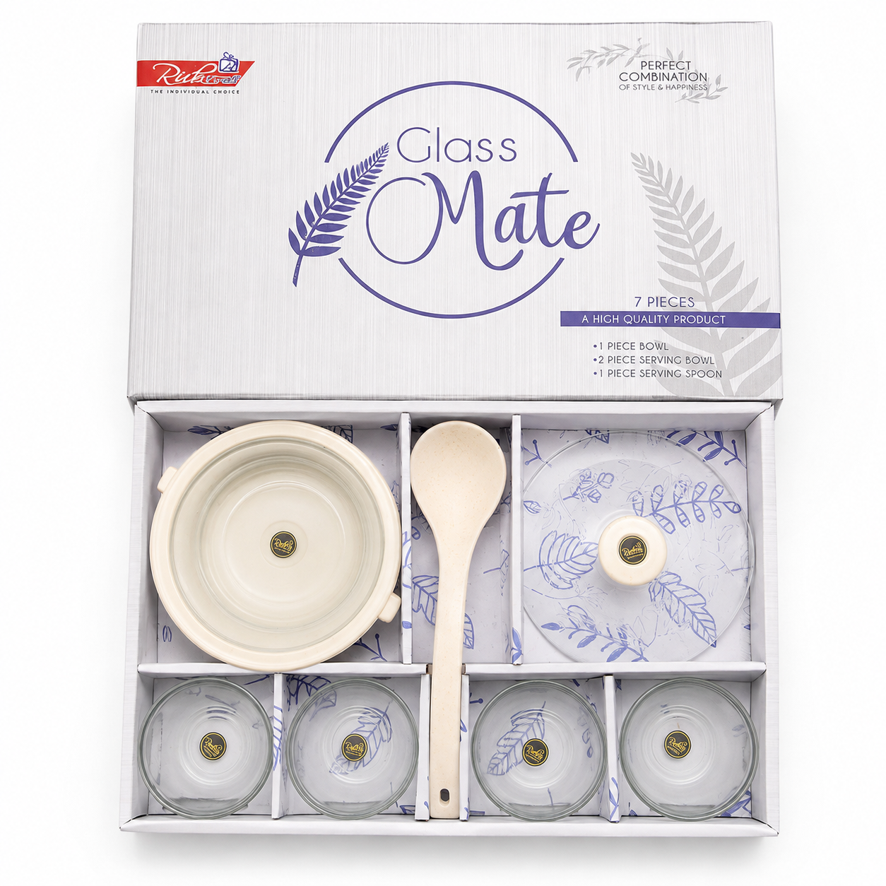 Glass Mate 7-Piece Serving Bowl Set with Spoon