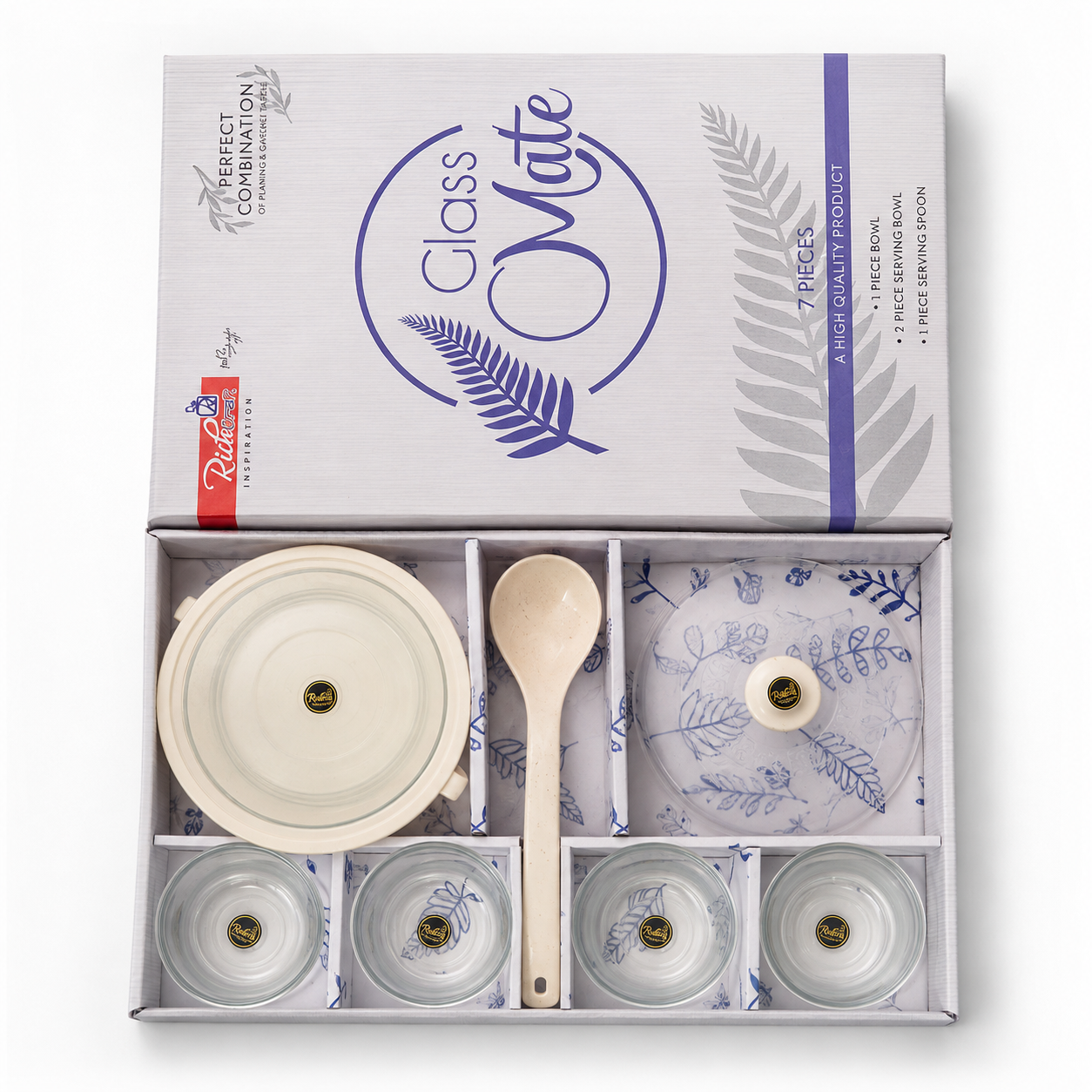 Glass Mate 7-Piece Serving Bowl Set with Spoon - Image 2
