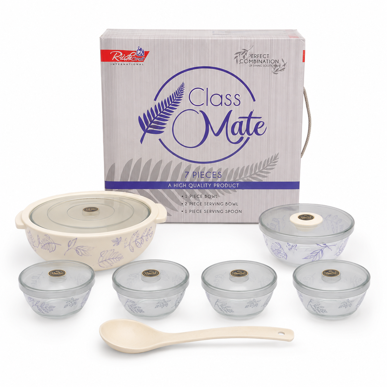 Glass Mate 7-Piece Serving Bowl Set with Spoon - Image 3