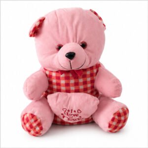 Pink Check Teddy Bear Plush Toy