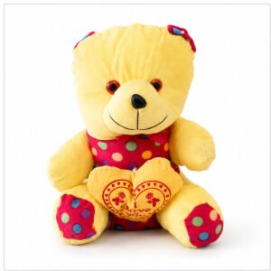 Yellow Teddy Bear in Red Dress