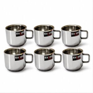 Rishabh Gold Pack of 6 Steel Double Wall Stainless Steel Tea & Coffee Cups,Set of 6, 100 ml / Cup