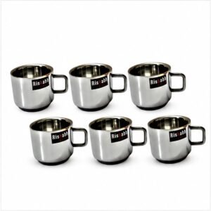 Rishabh Gold Pack of 6 Steel Double Wall Stainless Steel Tea & Coffee Milk Cups, Set of 6, 100 ml each Cup