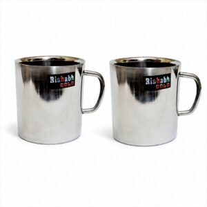 Rishabh Gold Double Wall Stainless Steel Tea & Coffee Milk Cups, 210 ml each Cup Stainless Steel Coffee Mug