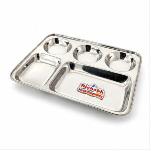Rishabh Gold Lunch/Dinner Plate / Bhojan Thali 5 in 1 Compartments Dinner Plate