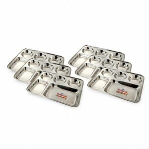 Rishabh Gold Lunch/Dinner Plate / Bhojan Thali 5 in 1 Compartments, No of Pcs (6) Dinner Plate