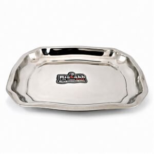 Rishabh Gold Serving Tray / Fruit Tray / Deep Tray (Large (37 x 27 x 3.5 cm) ( wt 450 gm)) Tray