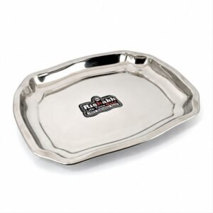 Rishabh Gold Serving Tray / Fruit Tray / Deep Tray (Medium (34 x 25 x 3.2 cm) ( wt 370 gm)) Tray