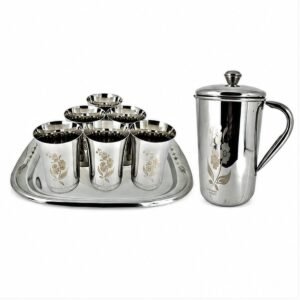 Rishabh Gold Lemon Set 8Pc Lz Jug Glass Tray Set