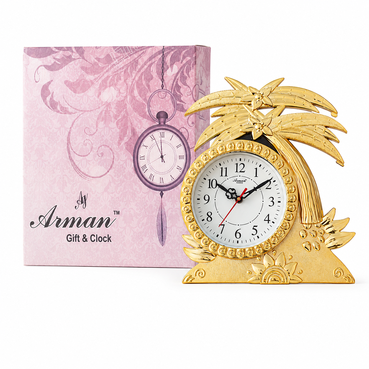 Arman Golden Floral Tree Decorative Wall Clock - Image 3