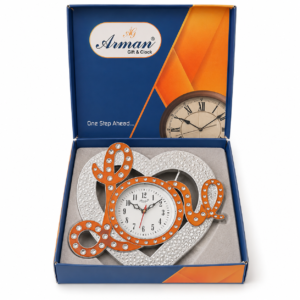 Arman Orange Silver Heart Decorative Wall Clock