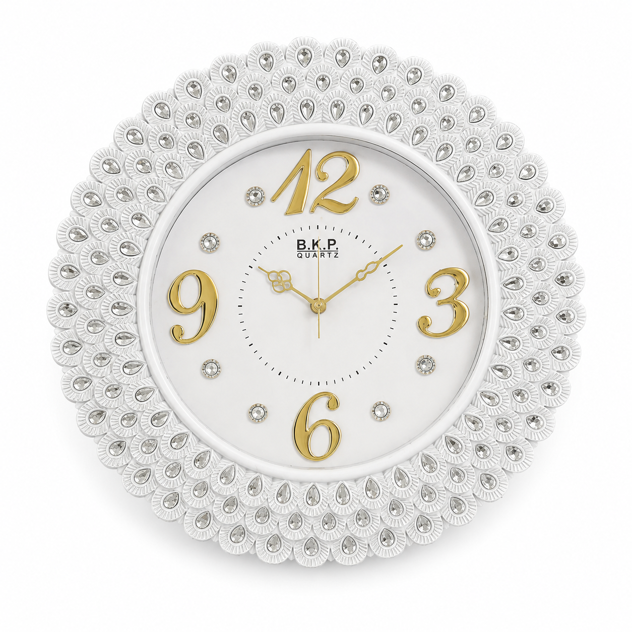 BKP White Crystal Lace Round Wall Clock - Image 4
