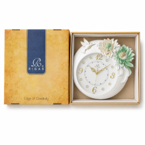 RIGAS White Mint Floral Bird Wall Clock