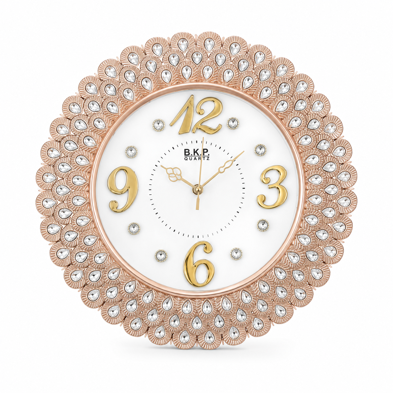 BKP Rose Gold Crystal Round Wall Clock - Image 4