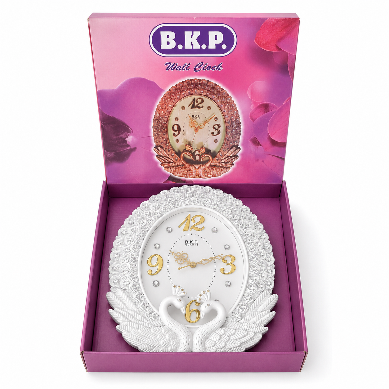 BKP White Swan Crystal Oval Wall Clock - Image 5