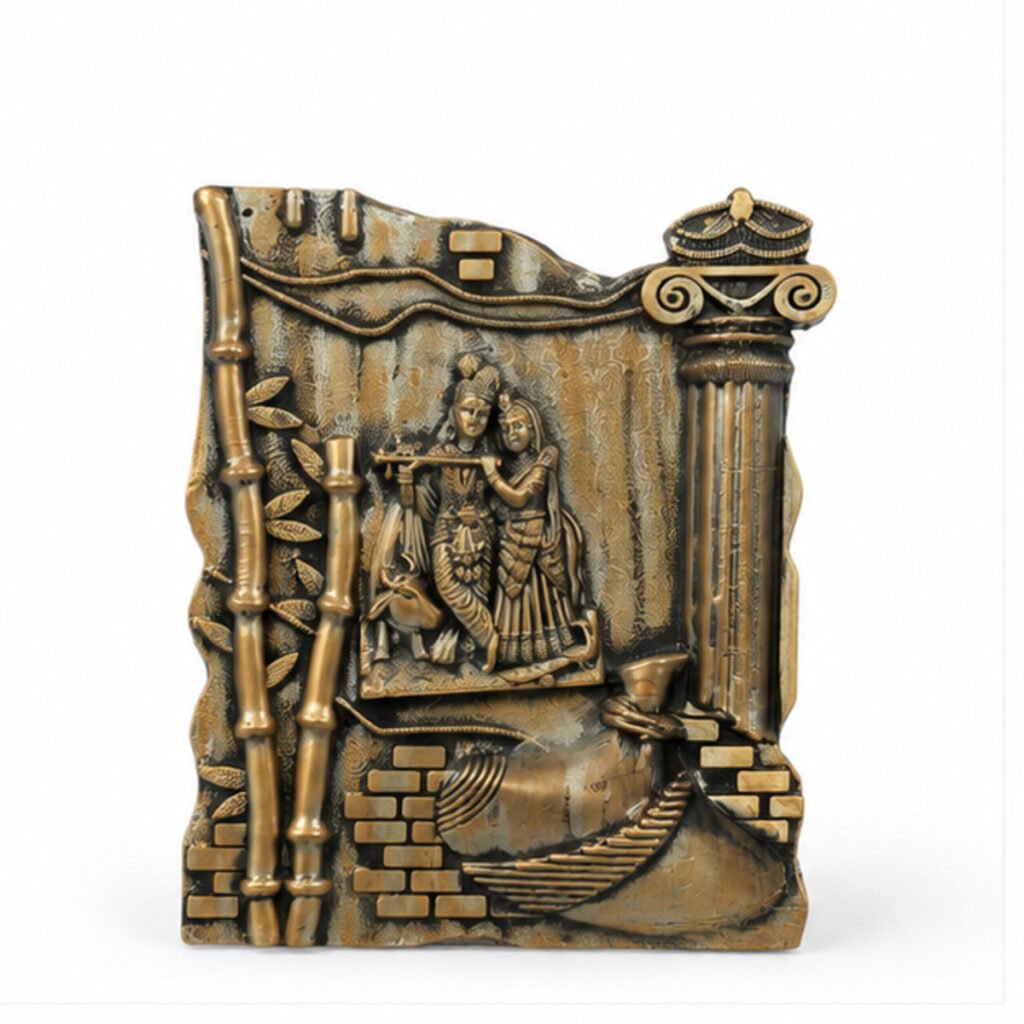 Bronze Radha Krishna Landscape Decorative Frame