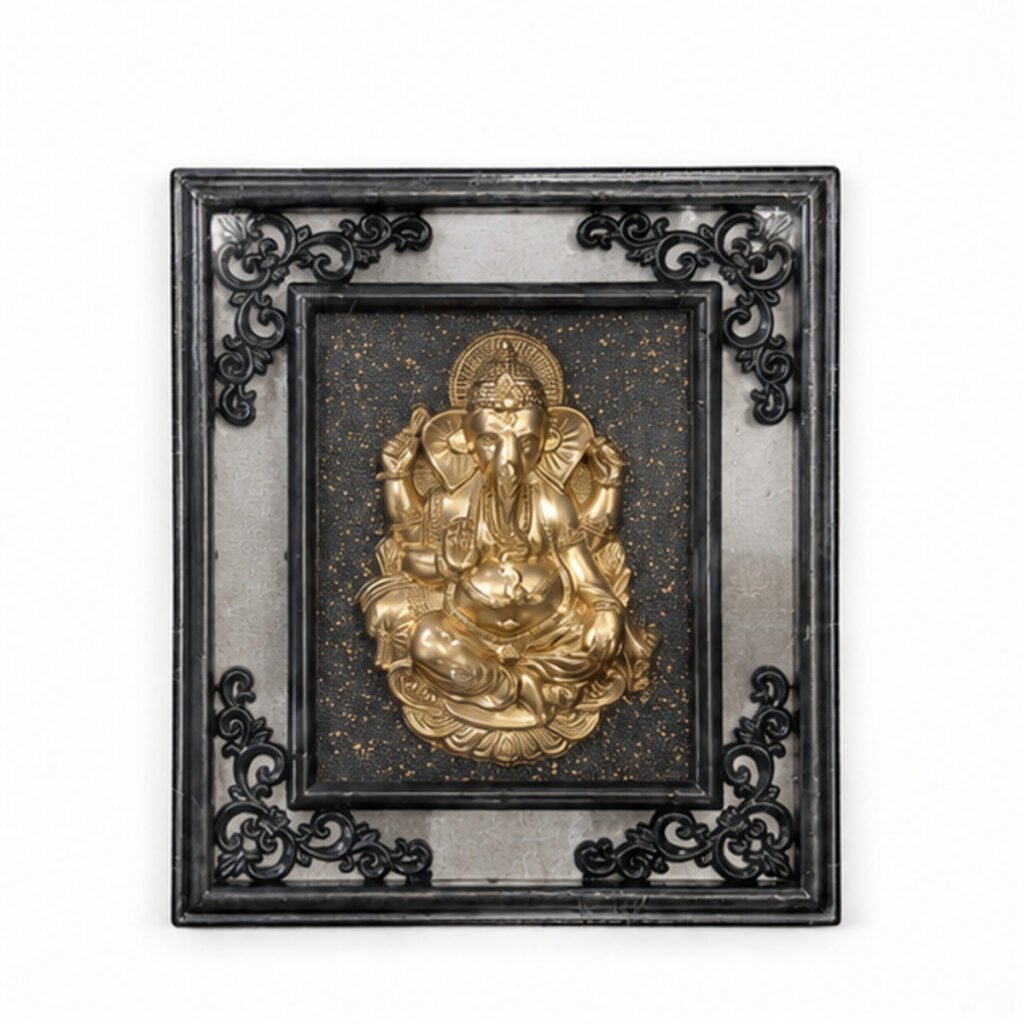 Golden Ganesha Black Ornate Decorative Frame