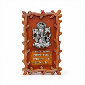 Wood-Finish Ganesha Mantra Decorative Frame