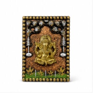 Golden Ganesha Beaded Decorative Frame