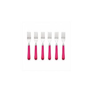 Red Handle Dessert Fork Set