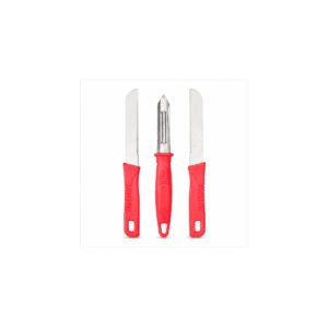 Red Handle Kitchen Knife Set of 3