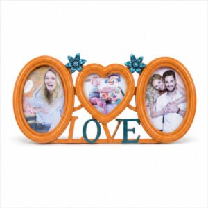 Orange LOVE Triple-Photo Family Frame
