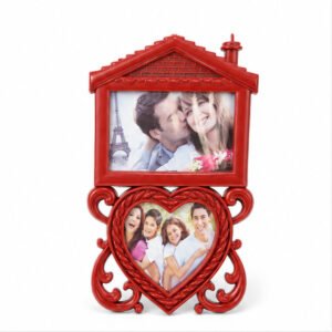 Red House & Heart Double Photo Frame