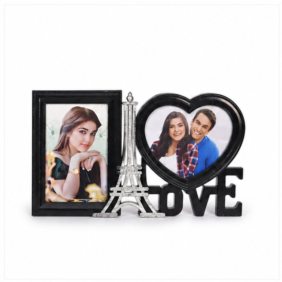 Black Eiffel LOVE Double Photo Frame