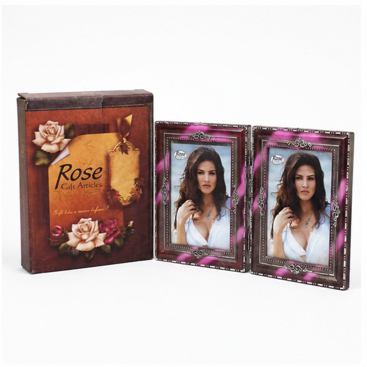 Burgundy Folding Double Photo Frame - Image 2
